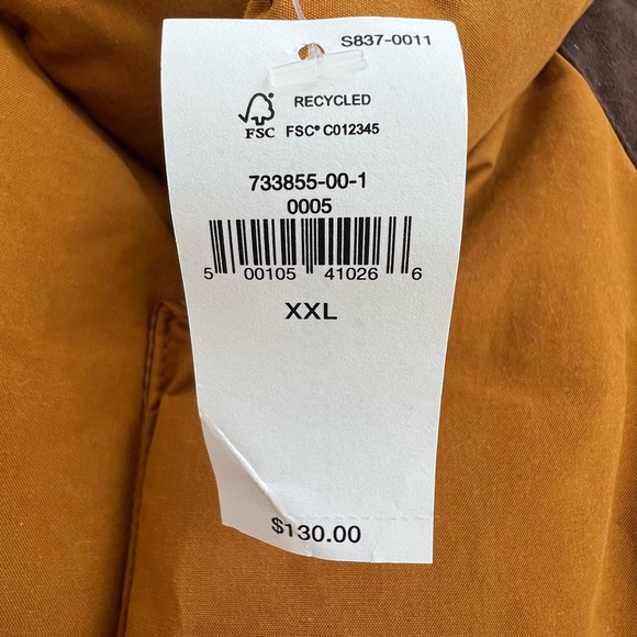 NWT Banana Republic Factory sz 2X ochre puffer vest w/ faux suede brown details - Picture 7 of 9